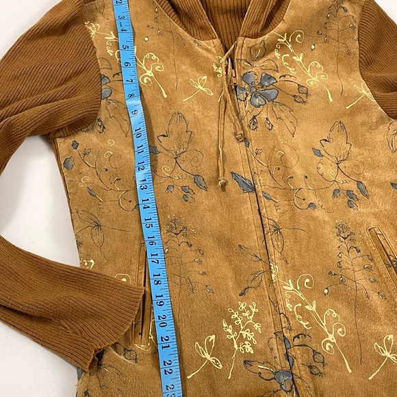 CALLI CALI’s Floral Boho Leather Suede Hoodie Sweater Zip Up Jacket Women’s XL - Picture 12 of 15